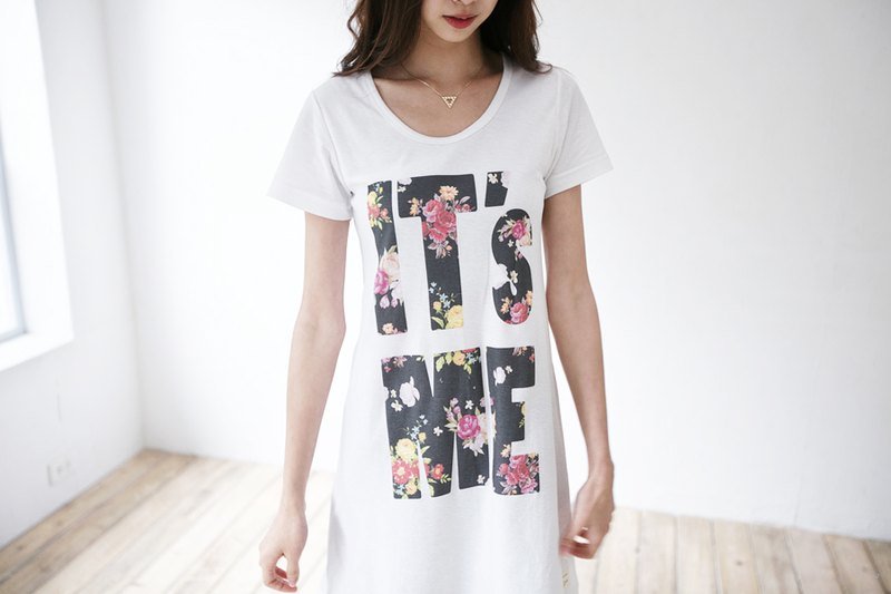 SUMI✿✿IT'S ME✿✿复古花纹长版T-shirt_3SF080_米白 - 女装 T 恤 - 棉．麻 白色
