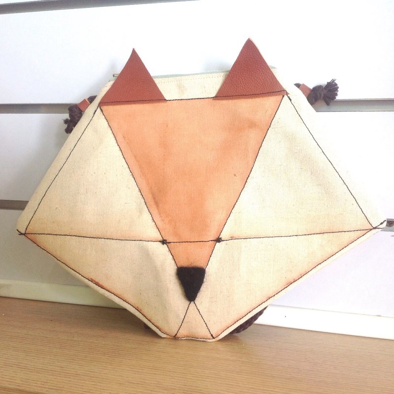 【狐狸与我】手绘斜背包 - 侧背包/斜挎包 - 棉．麻 咖啡色