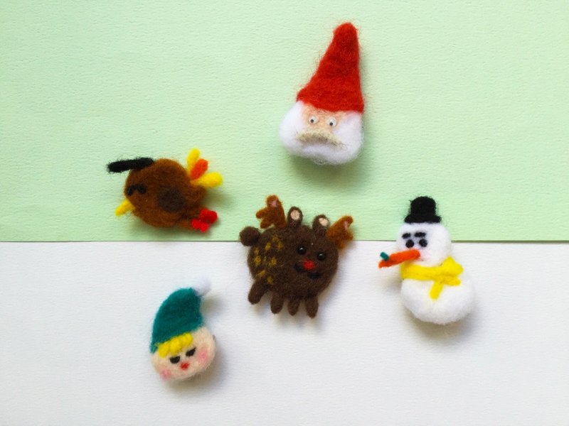 起肖圣诞节｜羊毛毡别针 - 胸针 - 羊毛 红色