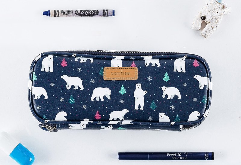 ARDIUM 动物方形铅笔盒 / 笔袋 / 化妆包 - 北极熊 - 铅笔盒/笔袋 - 真皮 蓝色