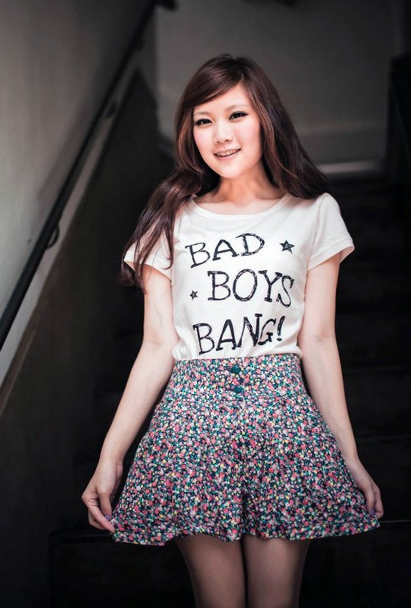 Miss Surprise / Bad boy BANG ! 手枪 粉色 T恤 - 女装 T 恤 - 棉．麻 粉红色