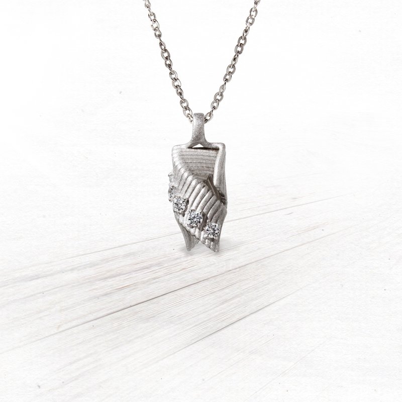 金点设计奖【守护 Guard】 925纯银锆石项链 - 项链 - 其他金属 灰色