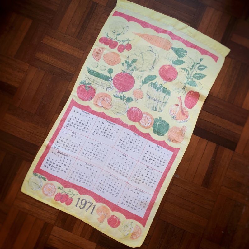 1971 美国早期年代布面月历 丰盛果实 - 墙贴/壁贴 - 其他材质 红色