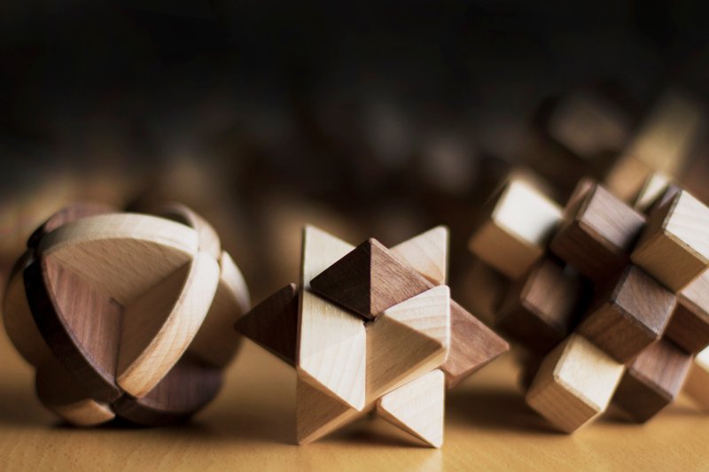 练心锁系列．系列套组 │积木／益智│ - 摆饰 - 木头 咖啡色