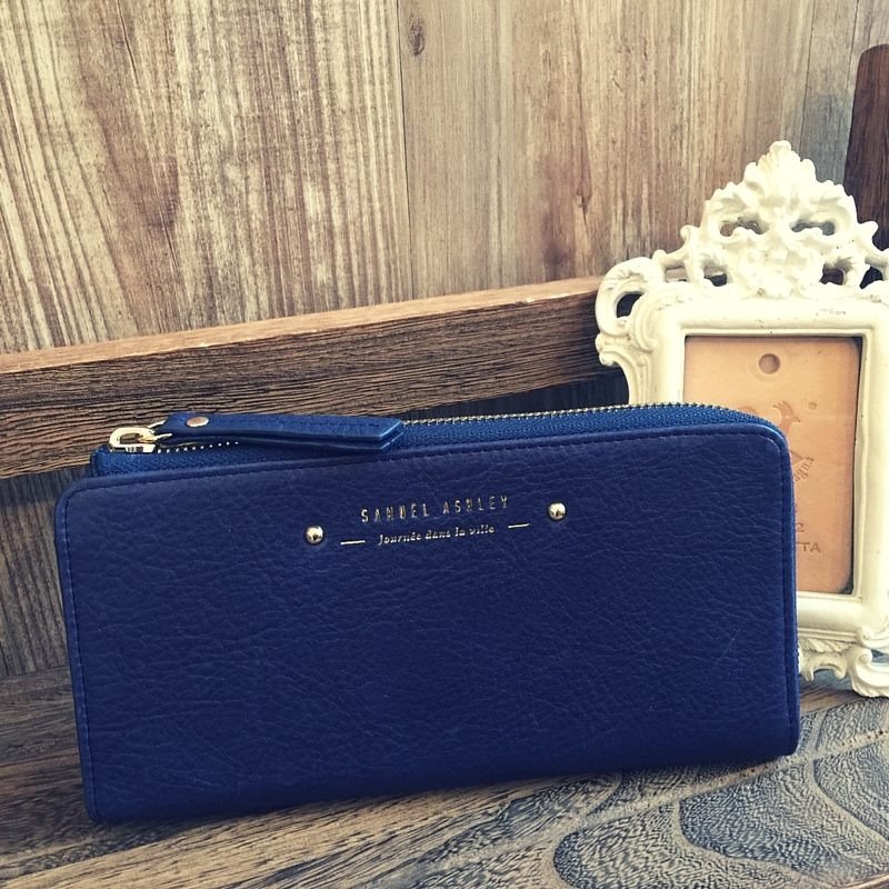 Samuel Ashley 美国软牛皮拉链长夹-星空蓝 - 皮夹/钱包 - 真皮 