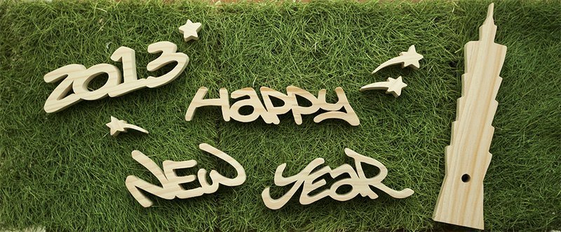 木质磁铁新年套组 - 冰箱贴/磁贴 - 木头 咖啡色