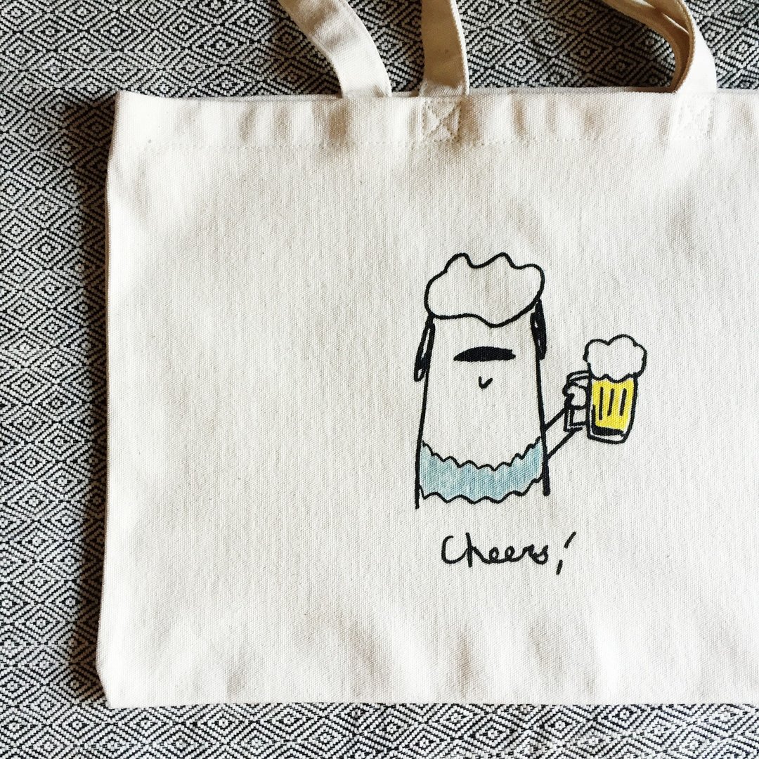 干杯! 啤酒狗狗 厚实帆布包 - 侧背包/斜挎包 - 其他材质 白色