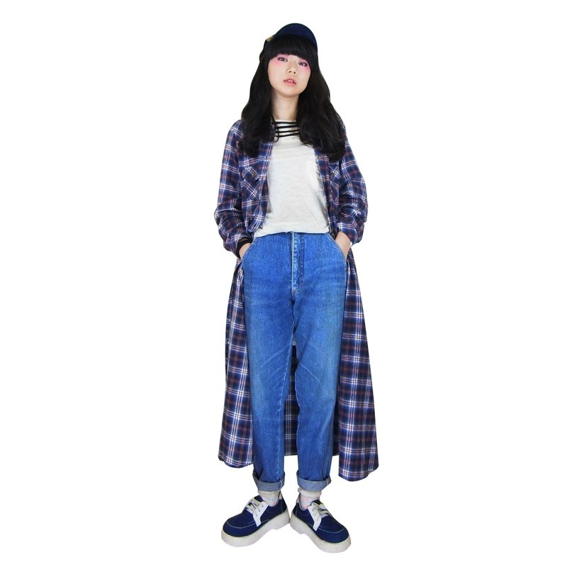 A·PRANK :DOLLY :: 古着VINTAGE上宽下窄日系宽松感扣环AB牛仔裤 - 女装长裤 - 其他材质 蓝色