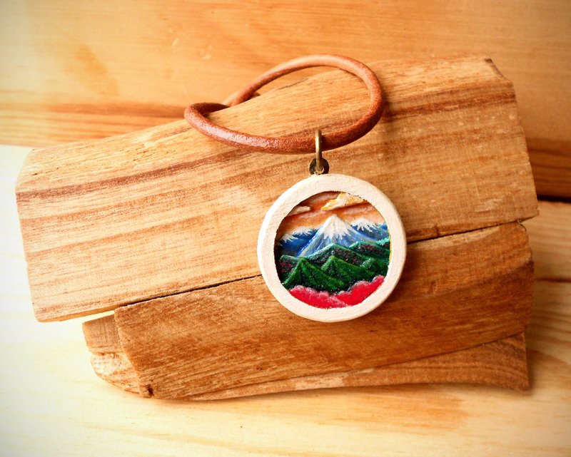 山 手工制作 多层立体木工雕刻 吊坠 颈链 (SOLD 已售完) - 项链 - 木头 多色