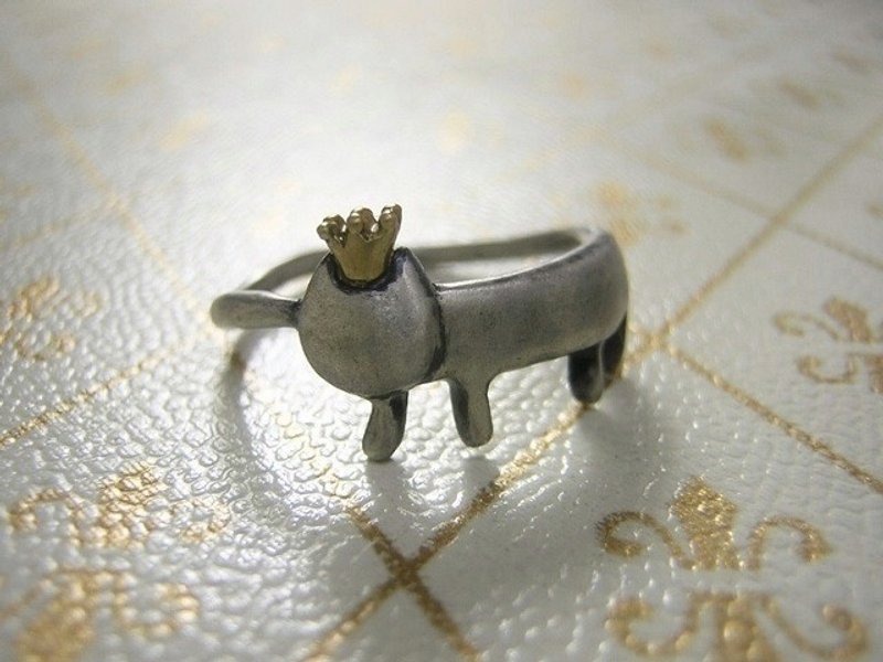miaow that became king ( cat sterling silver ring 貓 猫 戒指 指环 指環 刻字 銀 金 ) - 戒指 - 贵金属 银色