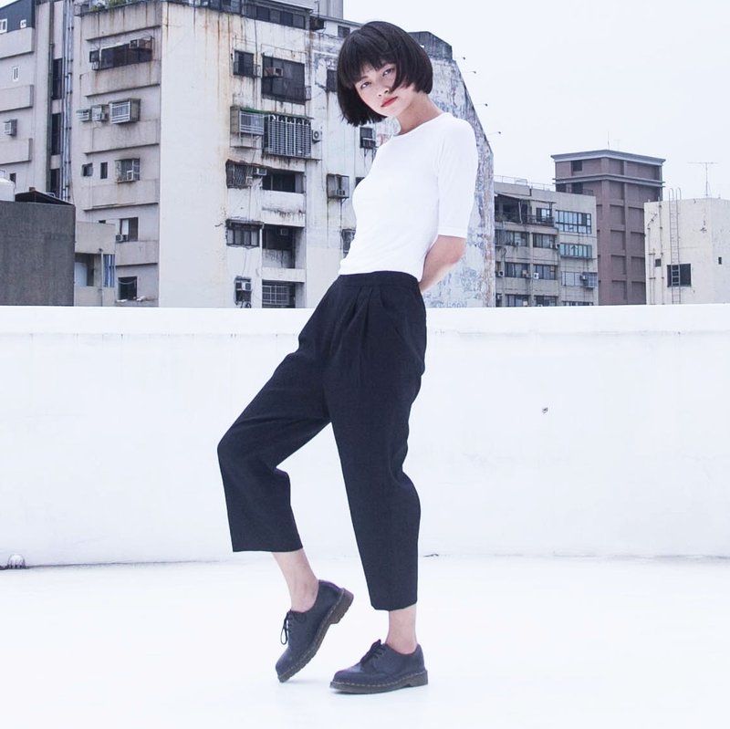 SU:MI said Capri 松紧七分低裆造型裤_5SF502_黑 - 女装长裤 - 棉．麻 黑色