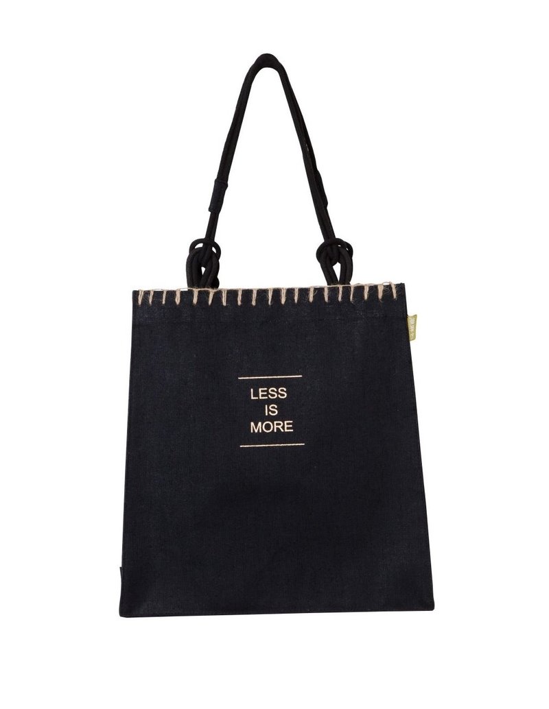 极简 潮麻包 环保袋 金刚黑 - 侧背包/斜挎包 - 棉．麻 黑色