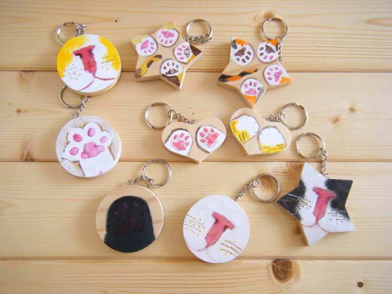 猫掌/猫鼻子/钥匙圈 - 钥匙链/钥匙包 - 木头 多色