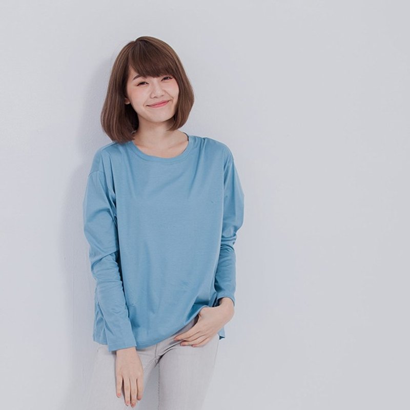 Xyza 渡日针织上衣/湖蓝 - 女装上衣 - 棉．麻 蓝色