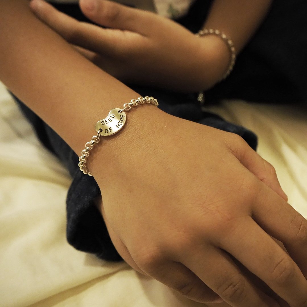 bb seed of hope bracelet 希望种子手链 | 儿童手链 谢礼 花童礼 - 满月礼盒 - 银 银色