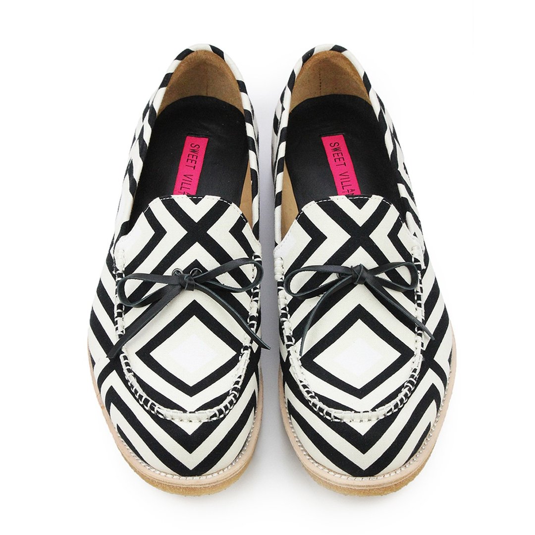 NORTHERNERS M1147A Black Geometry Slip-on sneakers - 男款牛津鞋/乐福鞋 - 棉 多色