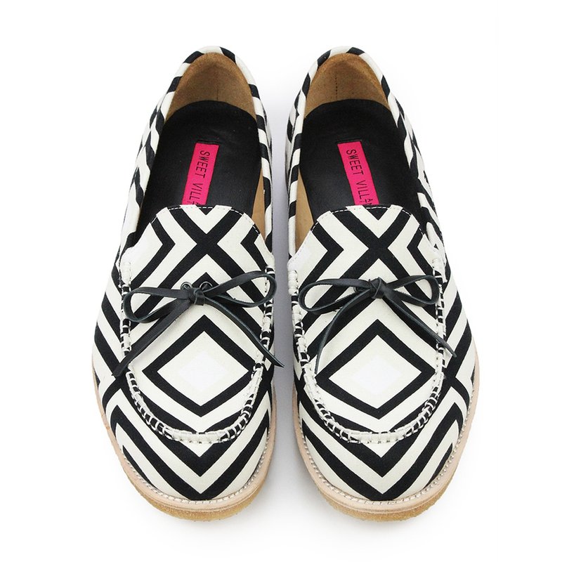 NORTHERNERS M1147A Black Geometry Slip-on sneakers - 男款牛津鞋/乐福鞋 - 棉．麻 多色