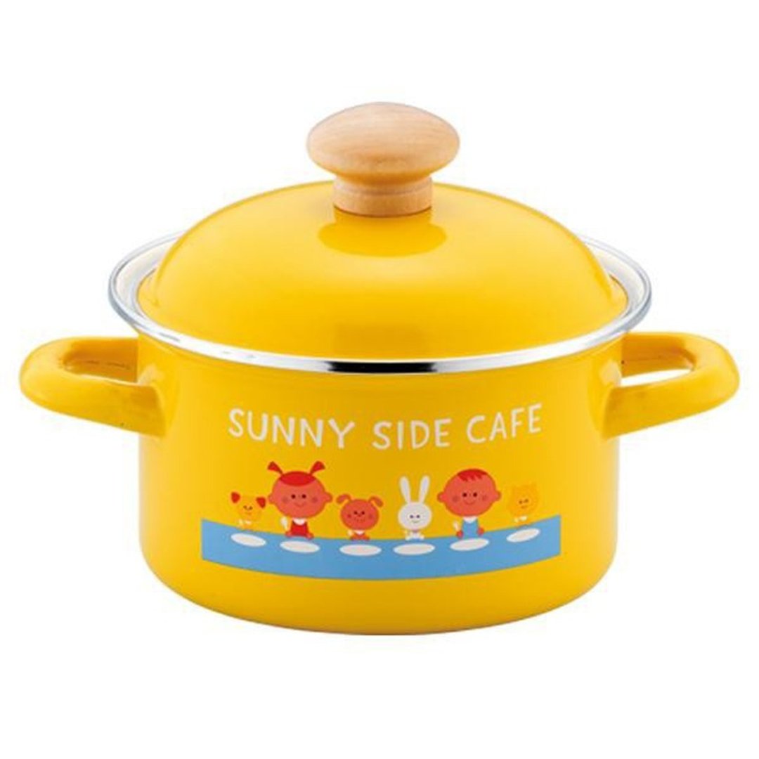< 日本设计 > 插画珐琅双手汤锅 1.5L ( 插画设计-市原 淳 ) - 锅具/烤盘 - 其他金属 黄色