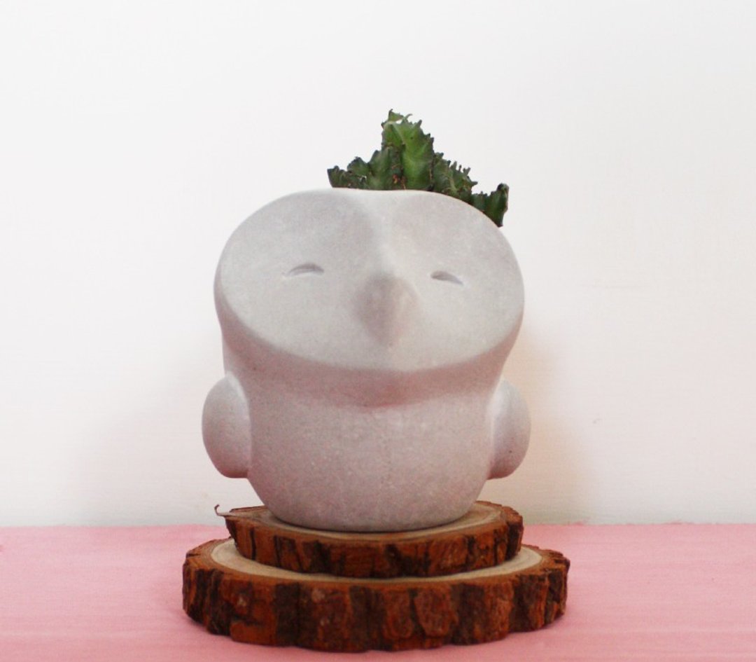 【猫头鹰】恋人守护－水泥盆 - 植栽/盆栽 - 水泥 灰色
