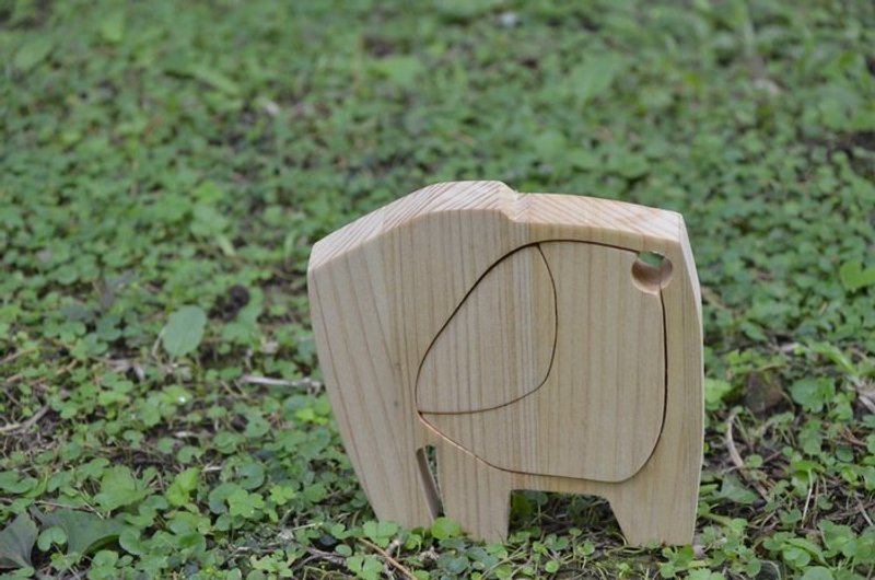 【一郎木创馆】ZOO动物园成员 大象-日本桧木 - 摆饰 - 木头 卡其色