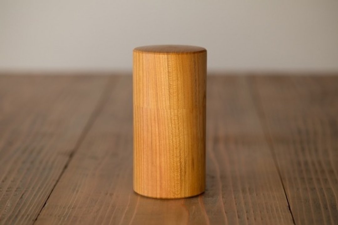 Potter's wheel ground zelkova tree tea canister size - 茶具/茶杯 - 木头 咖啡色