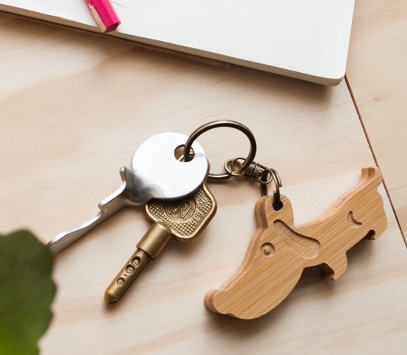 【定制化礼物】可爱动物系列 / 小腊肠钥匙圈 生日圣诞情人 礼物 - 钥匙链/钥匙包 - 竹 咖啡色