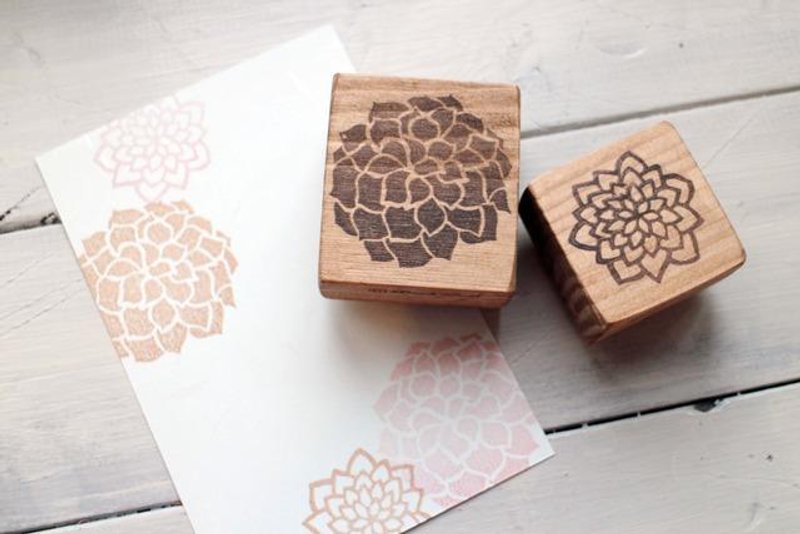 【好评加售】大理花 木头印章组（两朵） - 印章/印台 - 木头 咖啡色