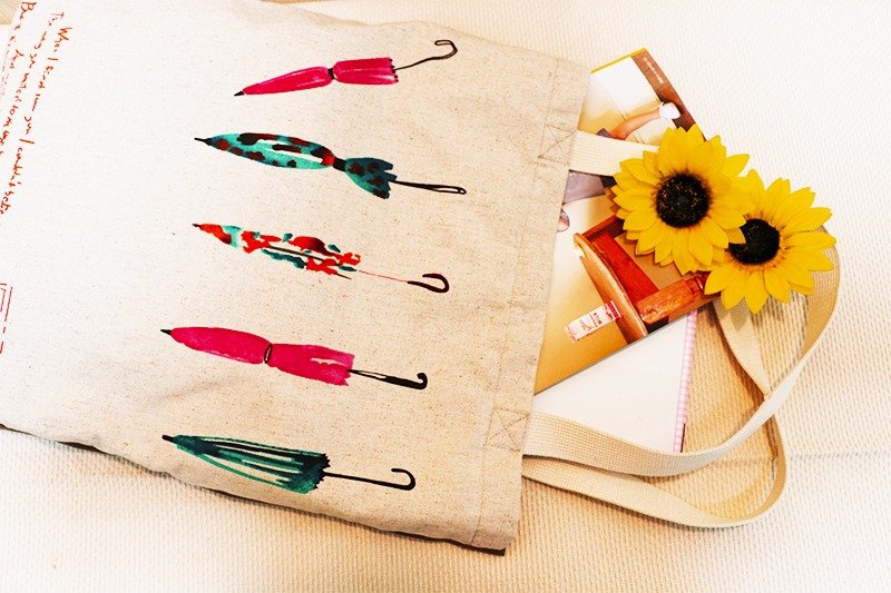 [手绘感棉质肩背包] 环保/旅行/礼物 - 侧背包/斜挎包 - 棉．麻 金色