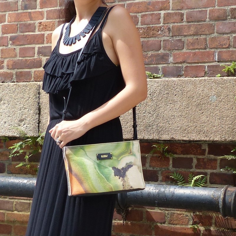 绿色石纹斜背包 (可拆肩带) - 侧背包/斜挎包 - 其他材质 绿色