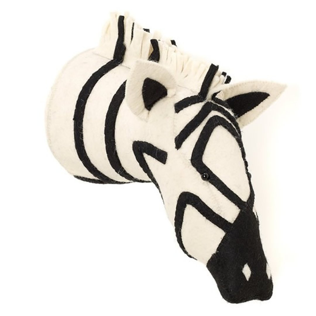 【Fiona Walker England】英国童话风格动物头 纯手工壁饰 - 黑白分明斑马(Zebra Head) - 墙贴/壁贴 - 其他材质 黑色