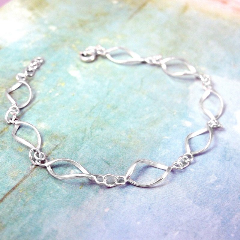 浪花 925纯银手链 曲线扭转 女生手链 - 手链/手环 - 纯银 白色