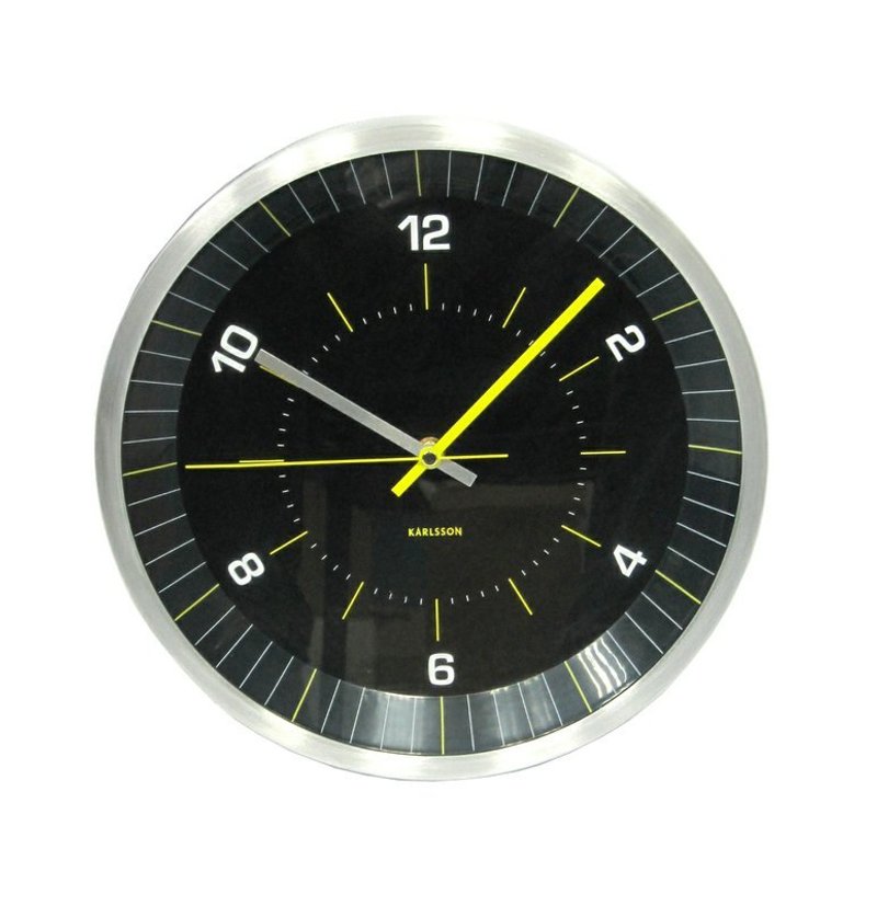 Karlsson Bright Line yellow wall clock 荷兰Karlsson 黑, 黄色跑车标挂墙钟 - 时钟/闹钟 - 其他金属 黑色