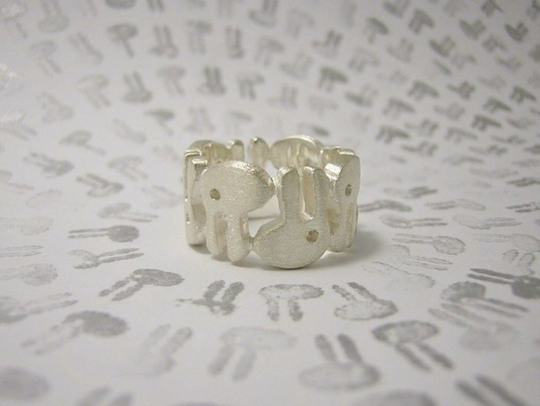 moribbitowa ( eternal gurad rabbit sterling silver ring 永久 护卫 兔 兎 指杯 銀 ) - 戒指 - 纯银 银色