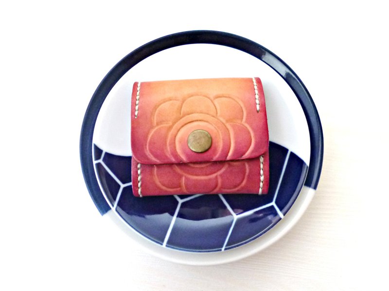 POPO│粉红系│独创花样雕刻零钱包│ - 零钱包 - 真皮 红色