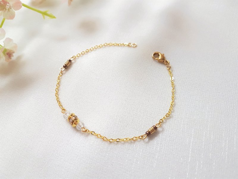 碎钻 滚轮 玻璃水晶 黄铜 细链 - 手链/手环 - 铜/黄铜 咖啡色