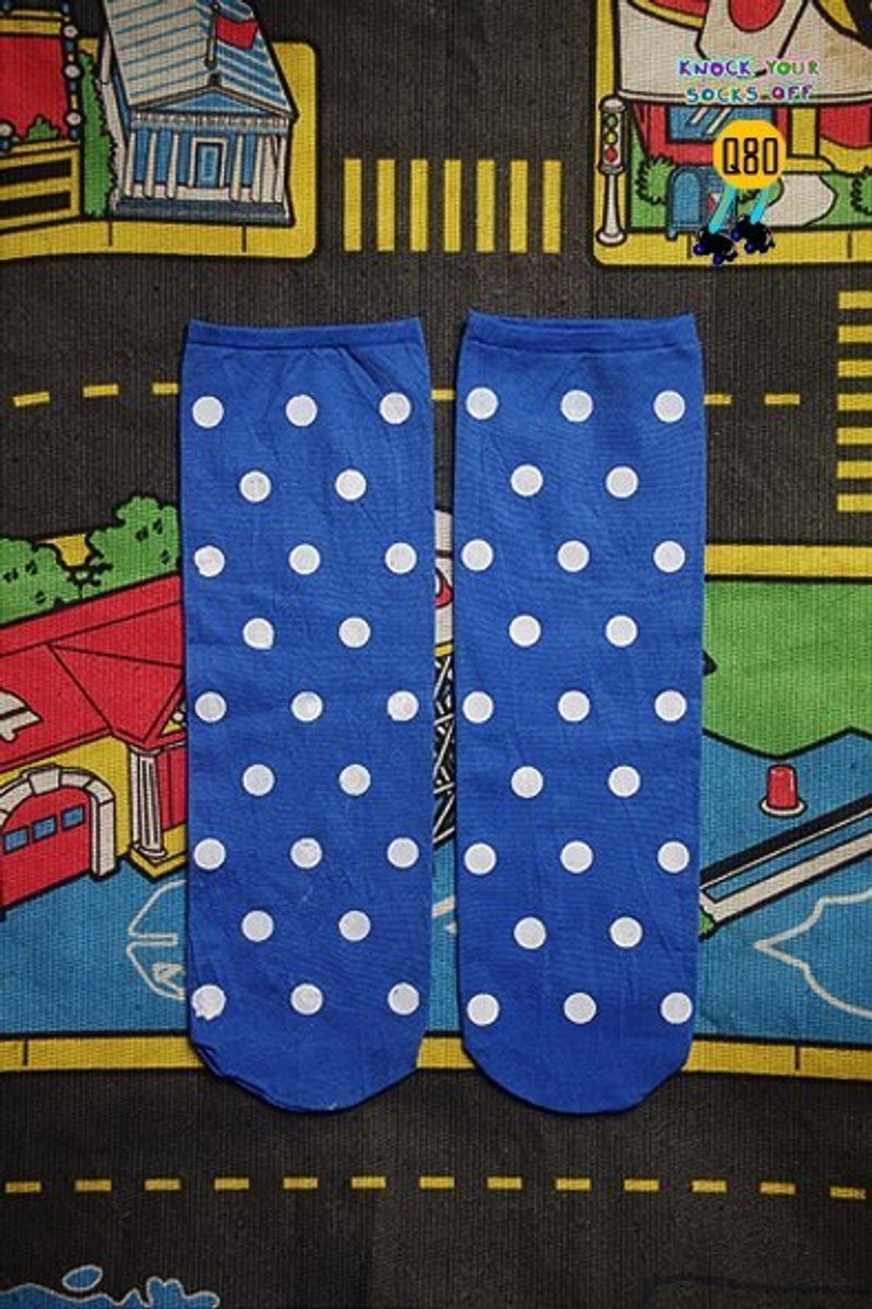 蓝白点点短丝袜!!夏漪眺=knock your socks off !! - 袜子 - 其他材质 蓝色