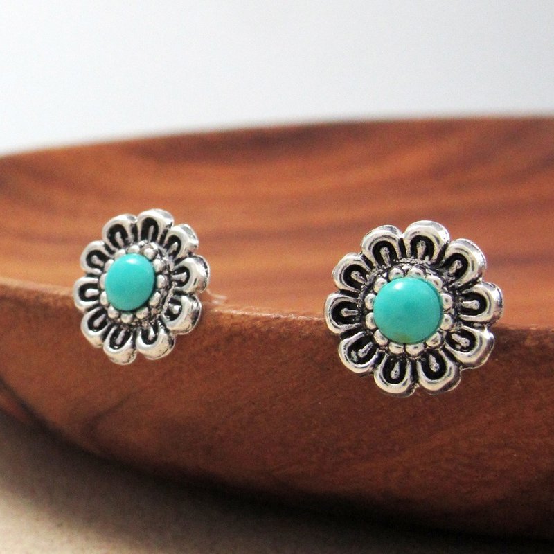 耳环复古款-土耳其花型925纯银耳环复古民族风-ART64 - 耳环/耳夹 - 纯银 