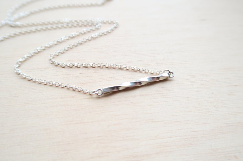 925纯银 几何螺旋 项链 锁骨链 长链 - 项链 - 纯银 灰色