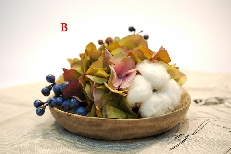 【人造花艺】桧木盘乡村风小品花饰(B-蓝果实)  - 植栽/盆栽 - 其他材质 多色