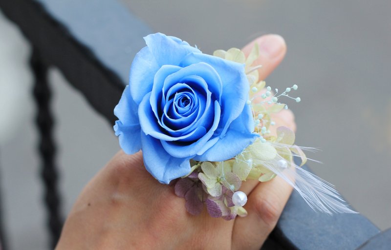 戒指花【不凋花系列】玫瑰花款 / 蓝紫色 - 戒指 - 植物．花 蓝色