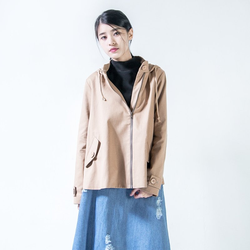 SU:MI said Workaholic 伞版连帽工作外套_5AF206_卡其 - 女装休闲/机能外套 - 棉．麻 咖啡色