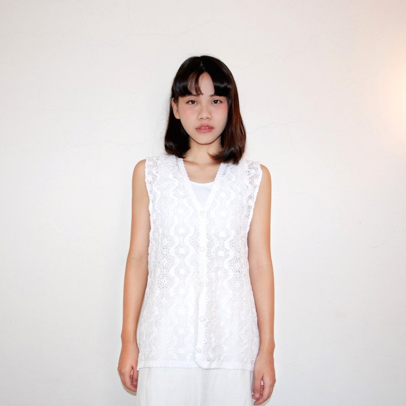 古着洞洞开襟背心 - 女装上衣 - 其他材质 