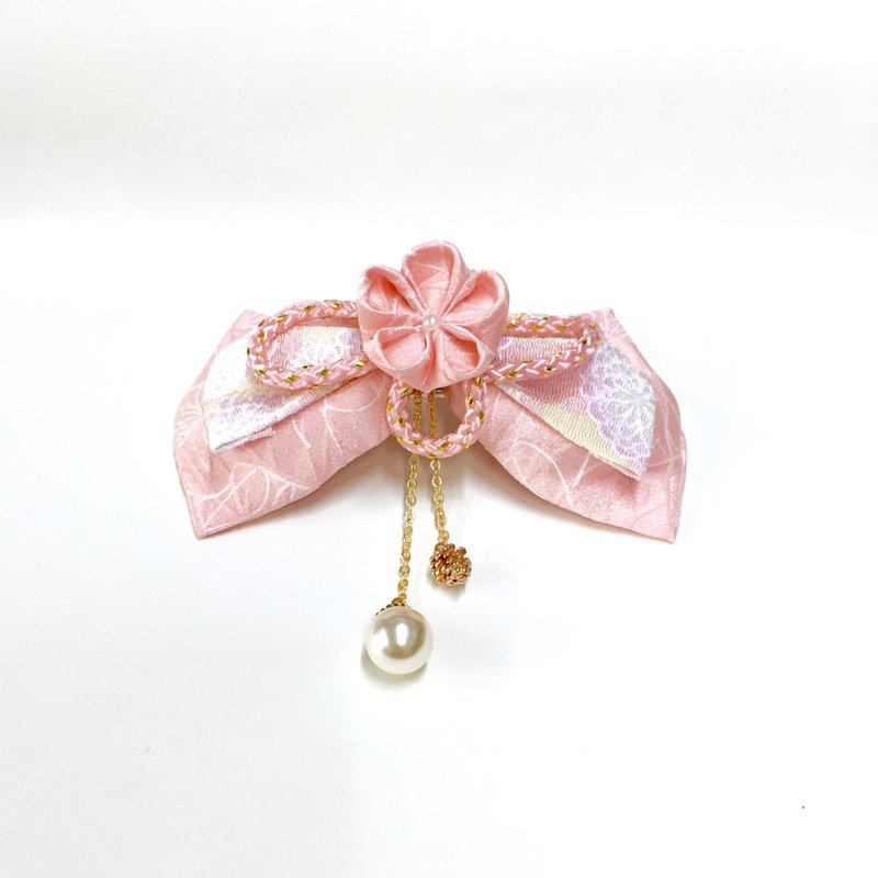 【若桑】浅萝。日式和风蝴蝶结 つまみ细工发饰 日本布花发饰 和服发饰 - 发饰 - 其他材质 粉红色