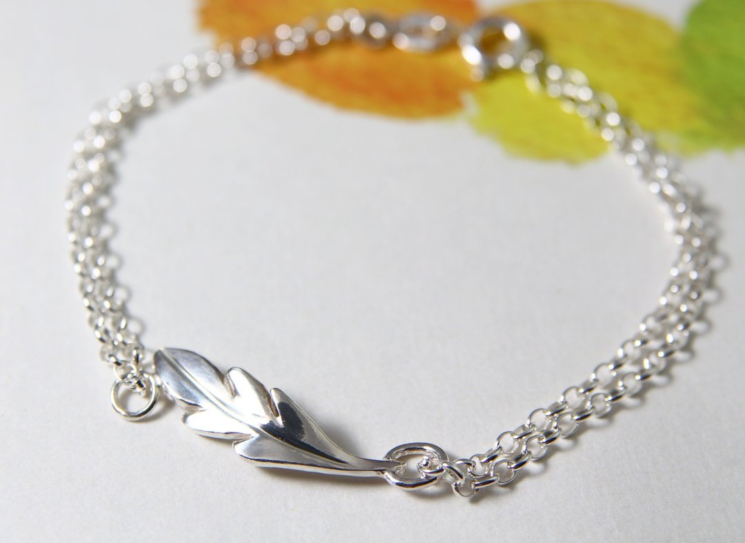 【羽叶】纯银手链 / Sterling Silver Bracelet / Feather / Leaf - 手链/手环 - 纯银 银色