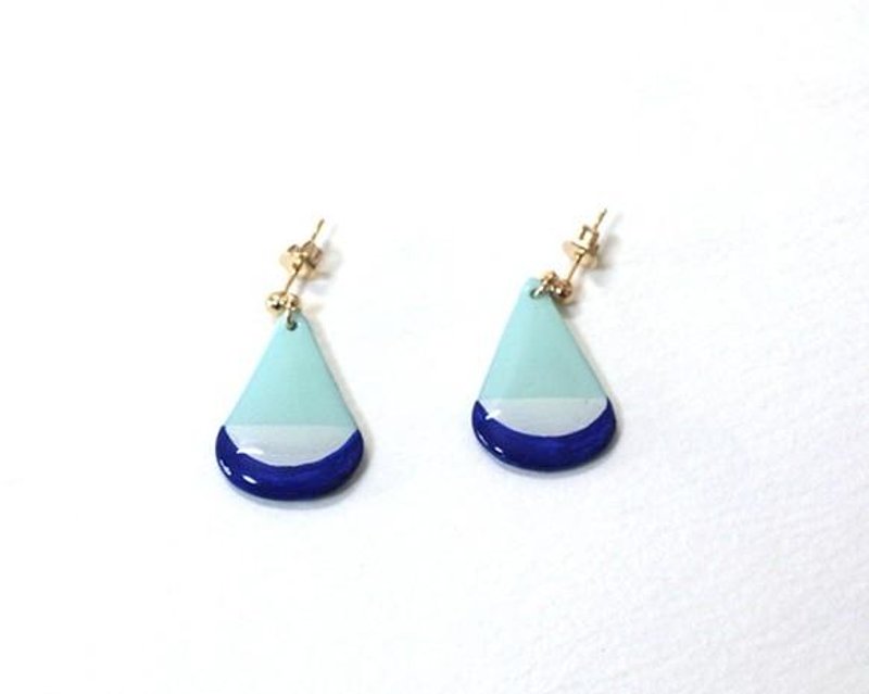 复古蓝色水滴耳环 耳针 / 夹式 - 耳环/耳夹 - 塑料 蓝色