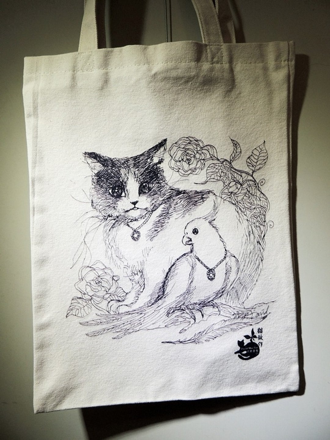大卫画猫_限量手提袋_默契 - 手提包/手提袋 - 其他材质 卡其色