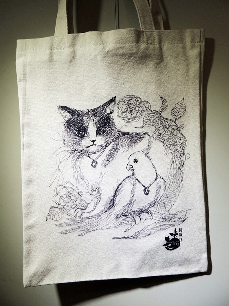 大卫画猫_限量手提袋_默契 - 手提包/手提袋 - 其他材质 卡其色