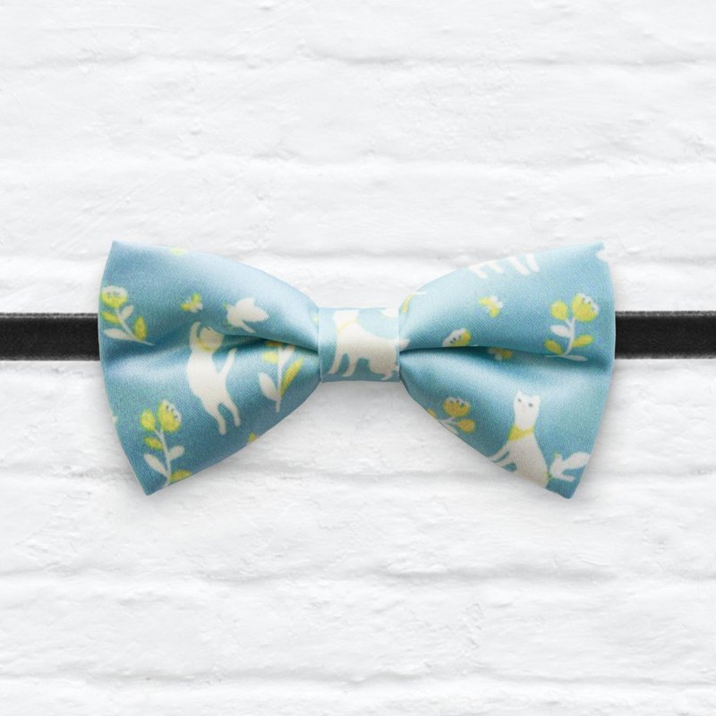 Style 0107 田园中的白花猫 印花 系列 领结 - 颈链 - 其他材质 蓝色