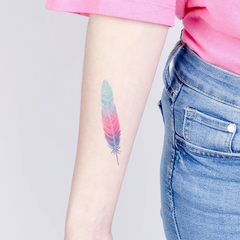 Surprise Tattoos / Feather Power 力量羽毛 刺青 纹身贴纸 - 纹身贴 - 纸 多色