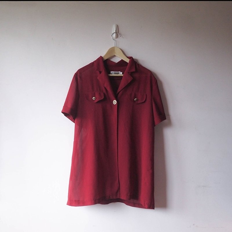 酒红长版罩衫外套 - 女装休闲/机能外套 - 其他材质 红色